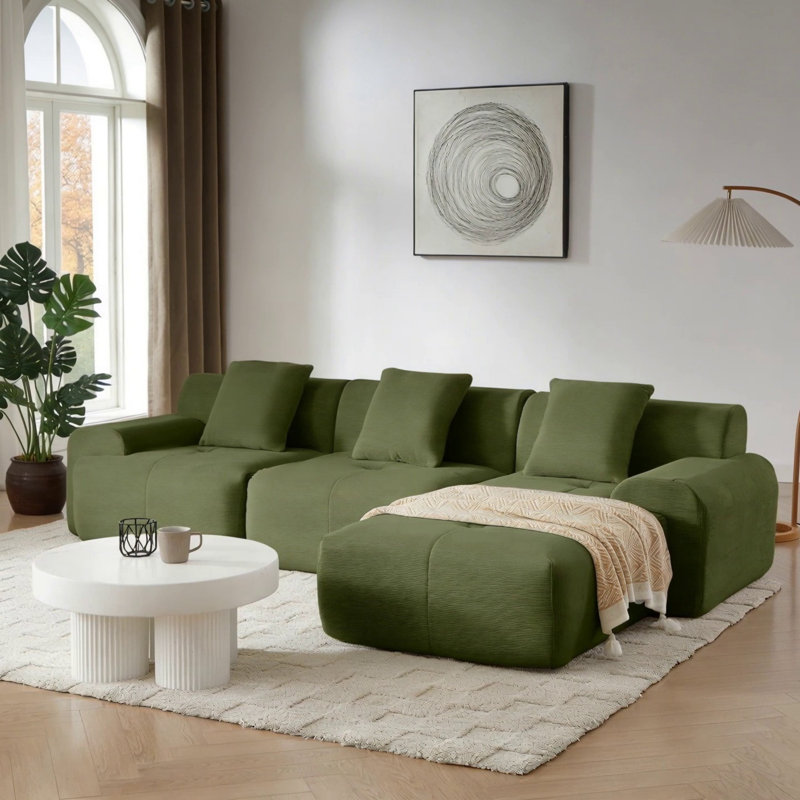 Canapé modulaire en L 113 po, Vert
