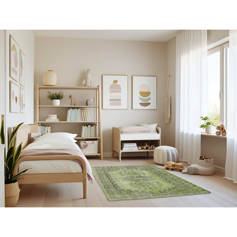 Tapis zone verte claire contemporaine, Rectangle 3 pi x 5 pi