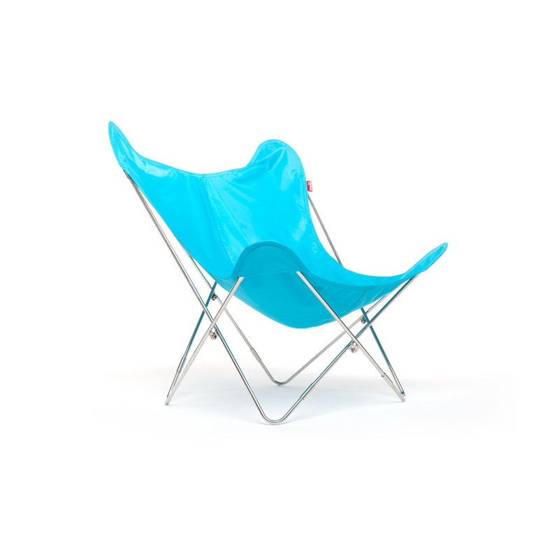 Marabe Upholstered Butterfly Chair, Dark Purple, White