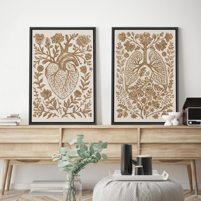 «Mid-Century Yellow Grey», 2 pièces sur toile