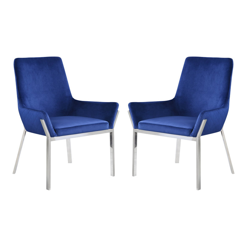 Chaise avec accoudoirs rembourrée en argent et en miroir Cambrie (ensemble de 2)