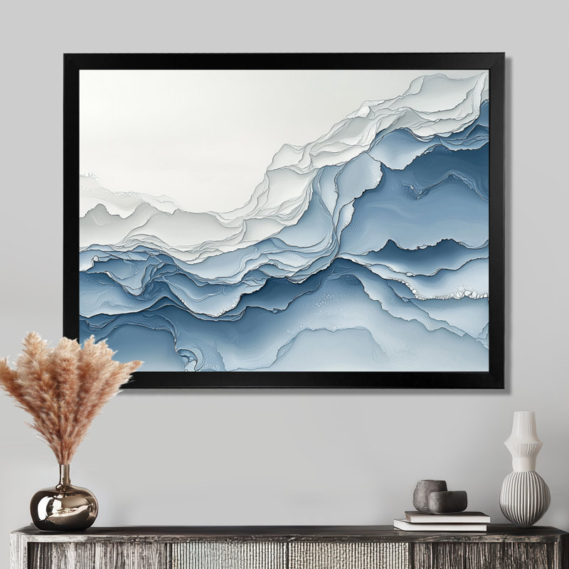 Luminous Aura Marble - impression abstraite murale en marbre, Reproduction encadrée d'une seule photo sans pass, Noir