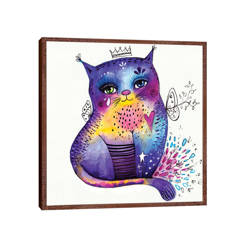 Kitty Says Herrreow by Tamara Laporte - Print on Canvas, 66.04 cm H x 66.04 cm W, Classic Brown Wood Framed