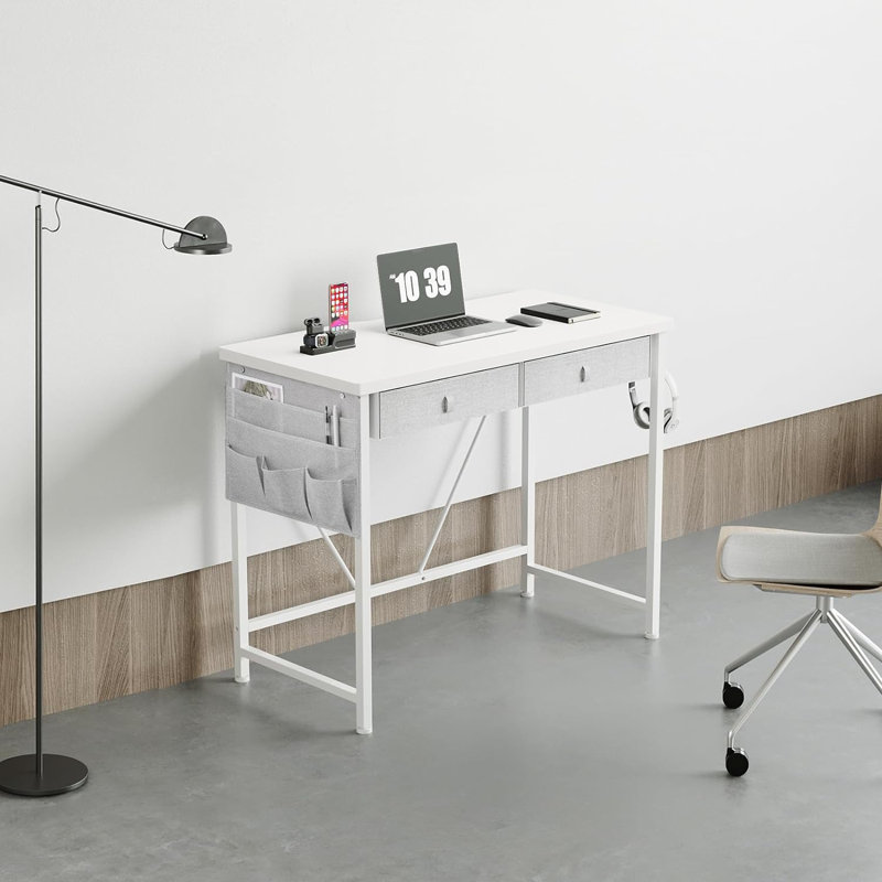Folding Desk Computer Desk For Home Office, Folding Table No Assembly Required, Office Desk For Small Space, Small Desk With Stable Black Frame, Rustic Brown