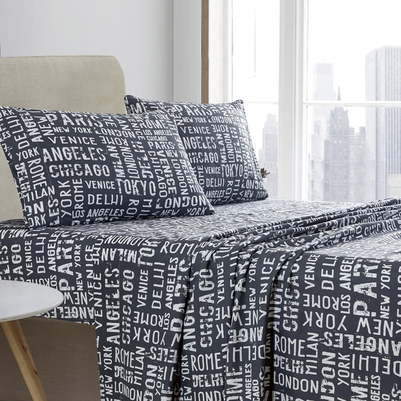 Ensemble de draps en micro-fibre, Ensemble de draps pour grand lit + un drap-housse , Gray