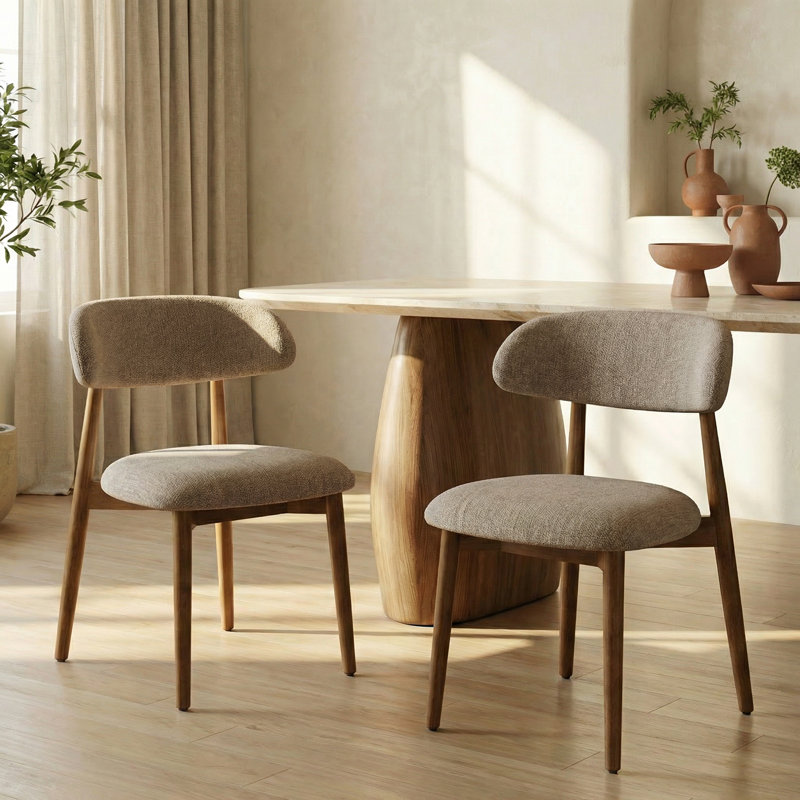 Chaise d'appoint rembourrée en bois massif, Brun
