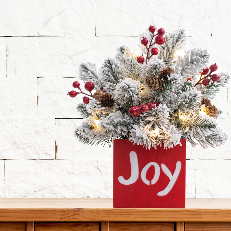 JOY Frosted Greenery Decoration with Timer