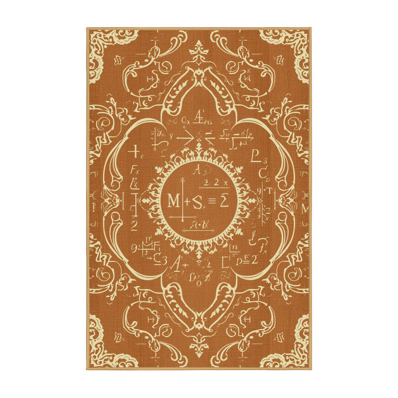 Soft Plush Menahan Blackboard Math Problems Classic Oriental Area Rug in Brown – LightBrown Binding, 5x7