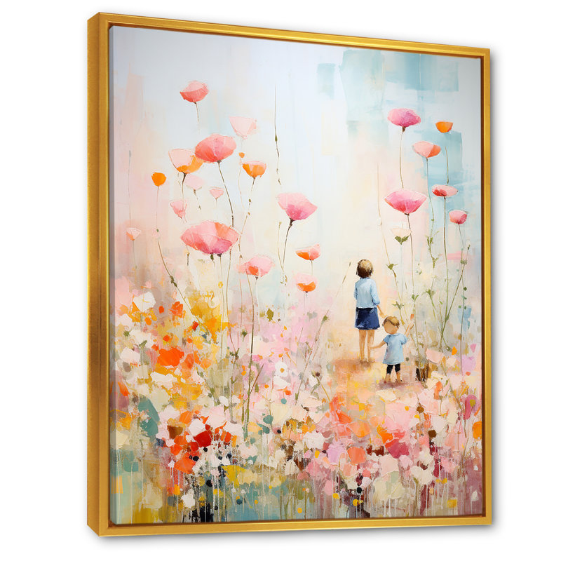 Art sur toile Whimsical Kids floral Haven II - Children, H 44 po x l 34 po x P 1,5 po, Cadre flottant doré