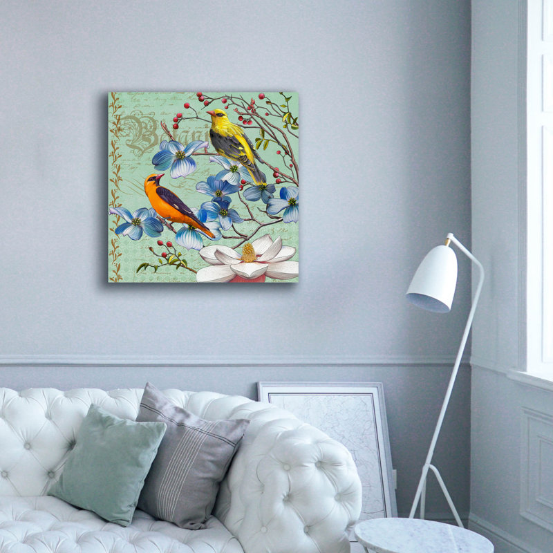 Epic Graffiti 'Oriole Bird Botanical'  by Art Licencing Studio Canvas Wall Art, 37" x 37", H 37 po x l 37 po x P 1,5 po