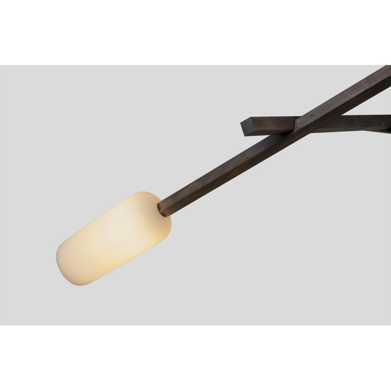 Locus - Chandelier - Dark Stained Walnut & Black - No Bulb Included, Dark Stained Walnut