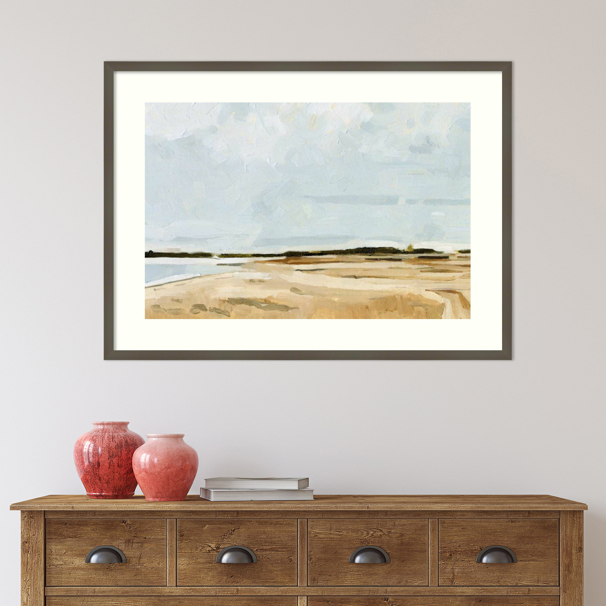 Quiet Coast I by Emma Caroline, Gray Framed Paper, 27" H x 37" W