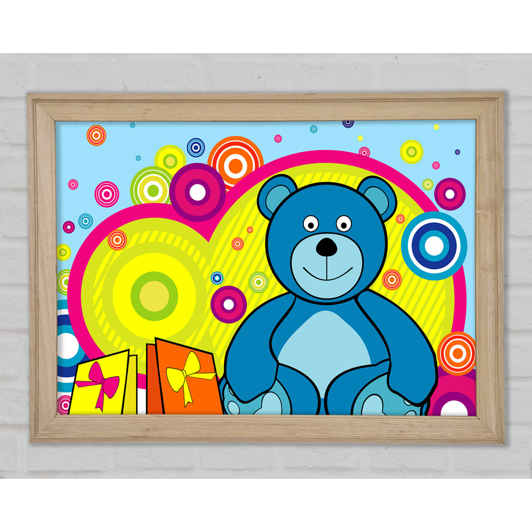 Teddybär Kreise Baby Blau - Einzelner Bilderrahmen Kunstdrucke