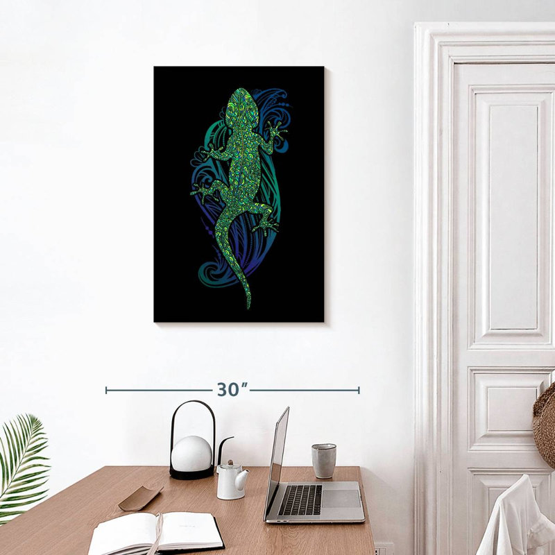 Brampt Tribal Green Lizard, 30" H x 20" W
