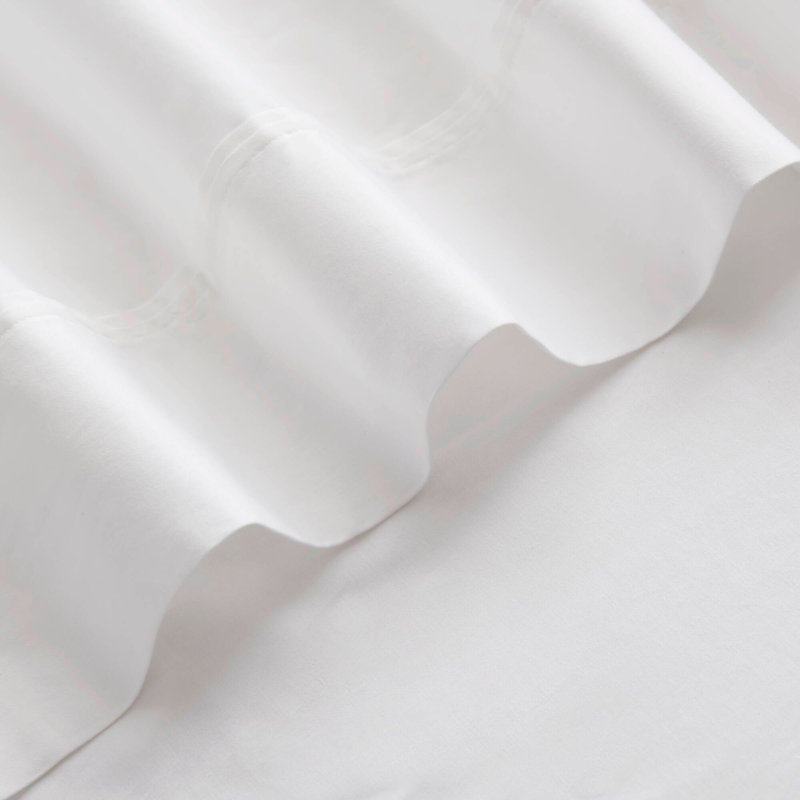 Ensemble de draps en satin de coton 4 pièces 4 pièces, blanc, Couvre-lit / courtepointe très grand, Blanc
