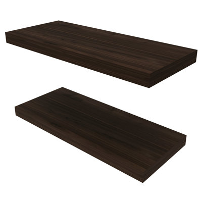 Belville Floating Shelves, 2 Shelves, 1.50" H, Dark Oak - Living Room
