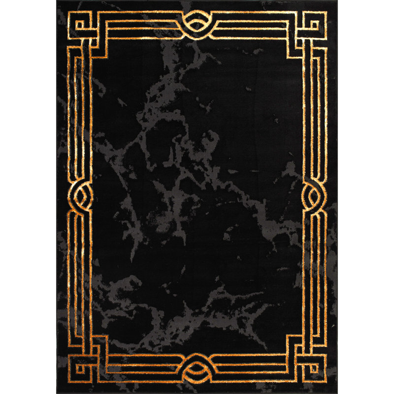 Tapis noir / gris / ivoire / beige Monaco Series, Rectangle 7 pi 9 po x 10 pi 2 po