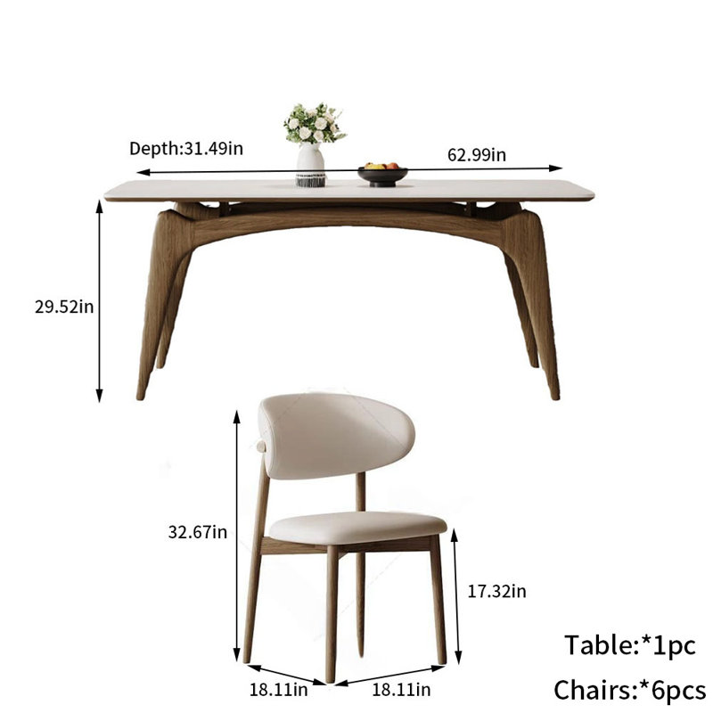 Annek Solid wood rock table, 29.52"H x 62.99"L x 31.49"W