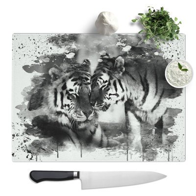 Tigers No.2  Glass Chopping Board