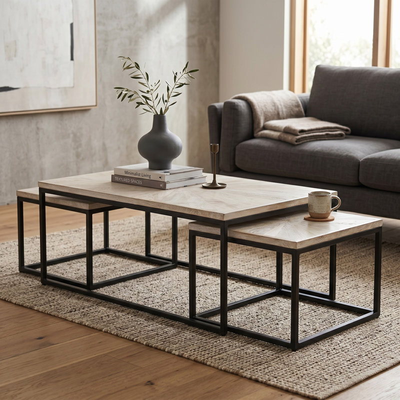 Buterbaugh Nesting Coffee Table, Ivory/Black