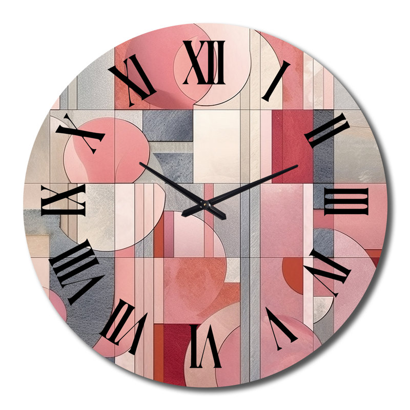 Horloge murale Pink Transcendent Angles IV - Abstract Shapes, Très grand