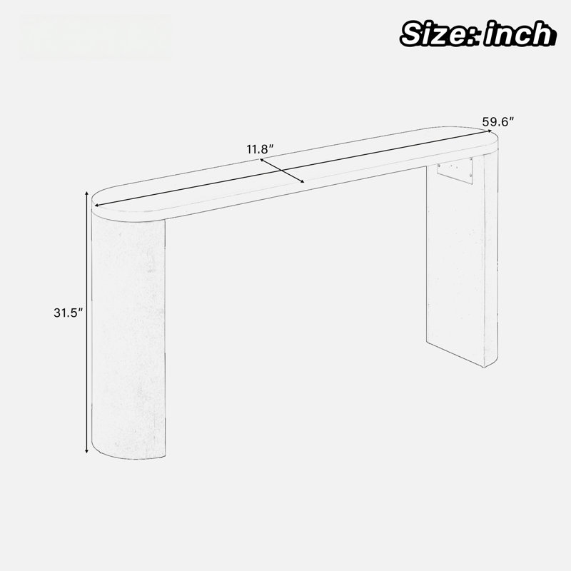 Simple Console Table With Semi-cylindrical Leg Design, Natural