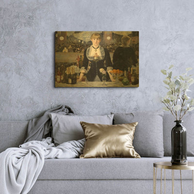 «Un Bar aux folies-bergère» par Édimé Manet, art mural en métal doré, 16 po x 12 po