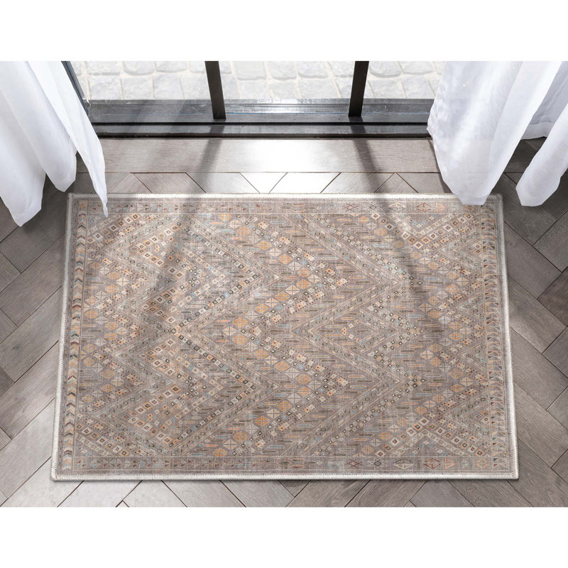 Tapis à chevrons gris Ervin Anya, Rectangle 2 pi x 3 pi