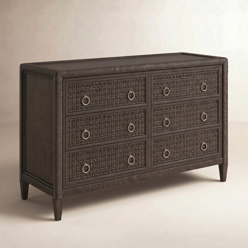 Commode 6 tiroirs Monterey, Oui, Nickel satiné, Truffe