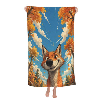 Grande serviette de bain à séchage rapide, serviette de plage en microfibre, renard moelleux, moelleux et confortable, sensation d'absorption forte, emballage léger, voyage de camping en piscine, utilisation d'une couverture légère, 32 x 63 po