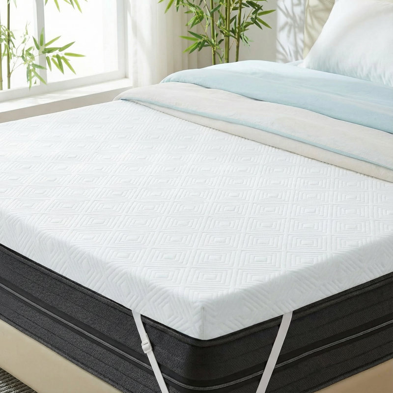 Abdou Premium 3-Inch Twin Memory Foam Mattress Topper with Cooling Gel & Bamboo Cover - CertiPUR-US Certified, King