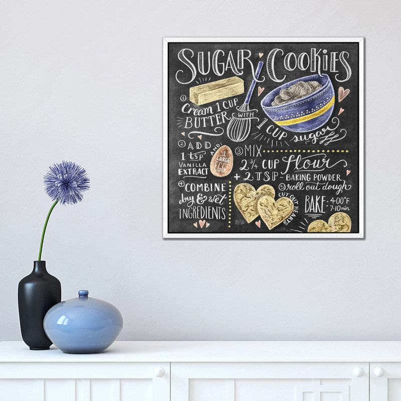 Sugar Cookies Recipe - Print on Canvas, 45.72 cm H x 45.72 cm W, White Framed