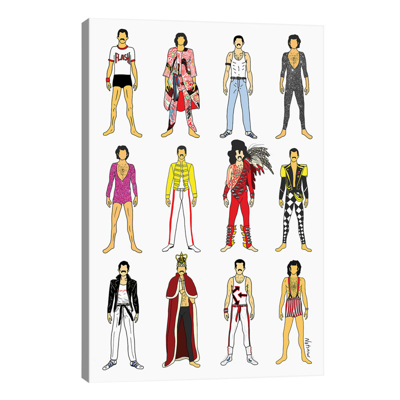 The Many Outfits Of Freddie by Notsniw Art - Wrapped Canvas Giclee Art Print, 101.6 cm H x 66.04 cm W x 1.91 cm D