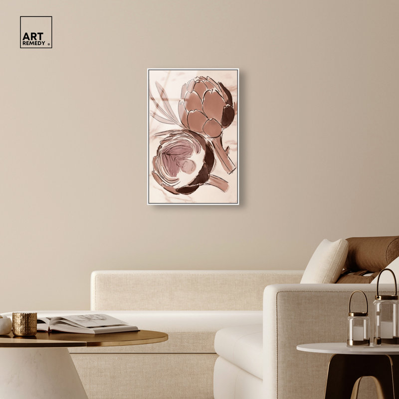 «Thistle Buds III», reproduction d'art acrylique encadrée par Art Remedy, cadre blanc, 24 x 36, H 37 po x l 25 po