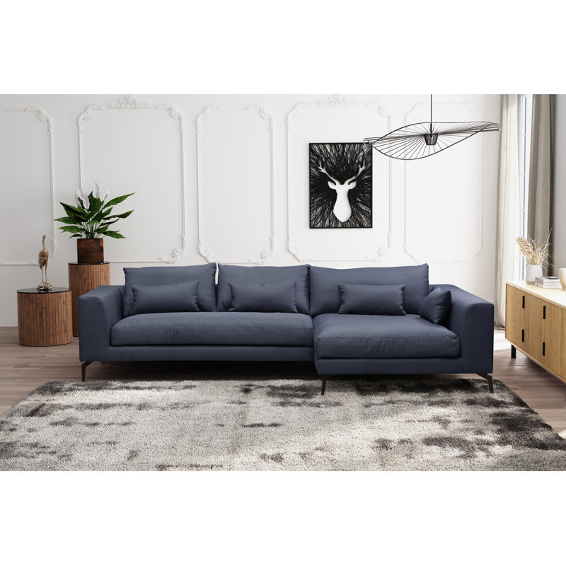 Cahoe Corner Sofa in Cord Fabric, Right Hand Facing, Dark Jeans, Polyester
