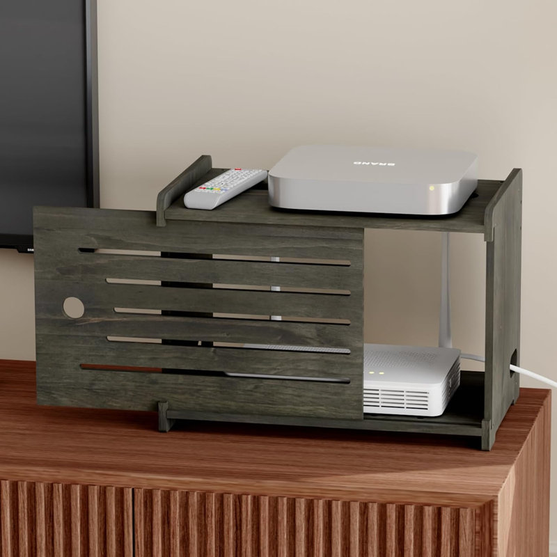 Boîte de rangement en bois avec étagère de rangement WiFi