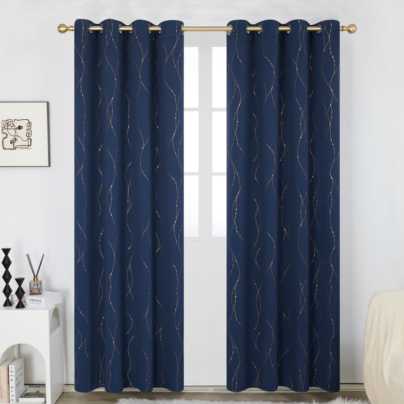 Blackout Curtain Pair, Navy Blue, 117cm W x 229cm D
