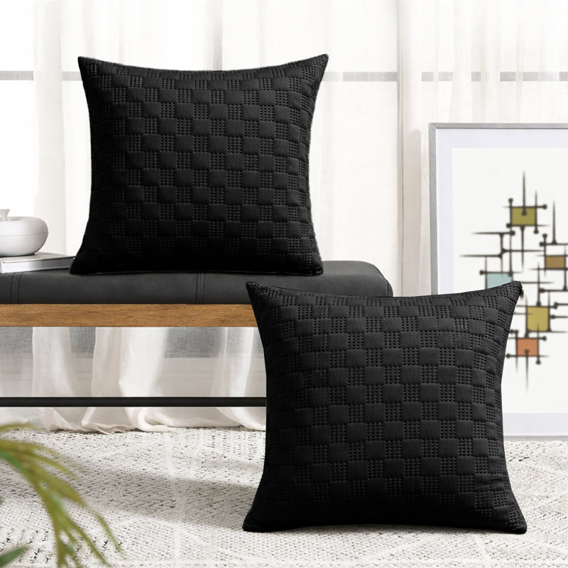 Albelo Square Cushion Cover, Black