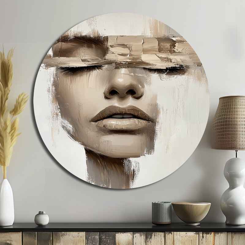 Modern Abstract Woman Face I - Grey Modern Wall Art Print, 23" H x 23" W