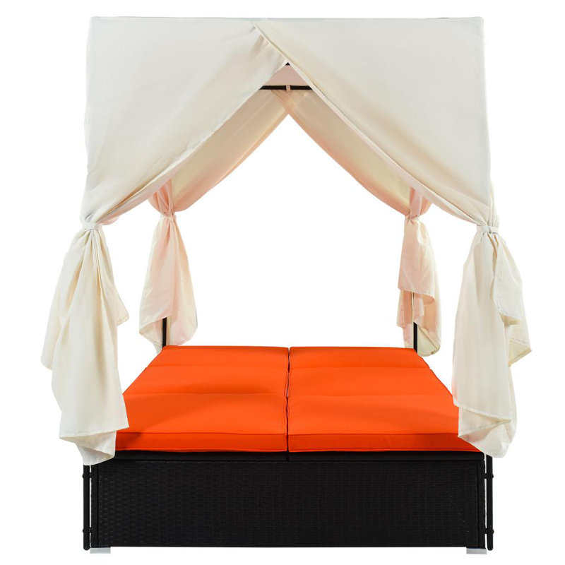 Lit de jour pour patio en osier (orange), Orange