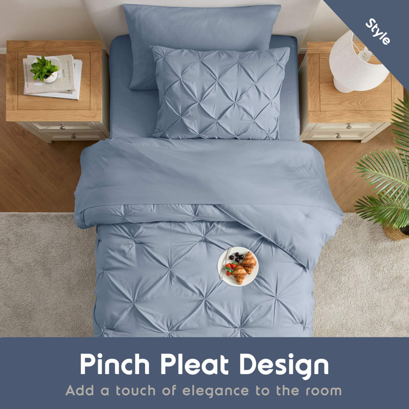 Stone Blue Twin Down Alternative Microfiber Bed in a Bag Set