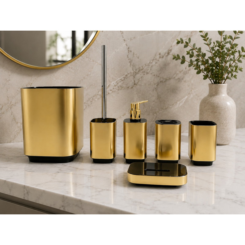 Neche Bathroom Accessory Set, Gold