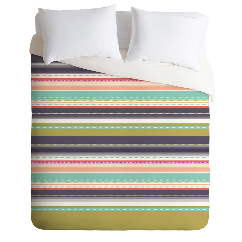 Wendy Kendall Polyester Striped Duvet Cover, Queen Duvet Cover + 2 Standard Shams