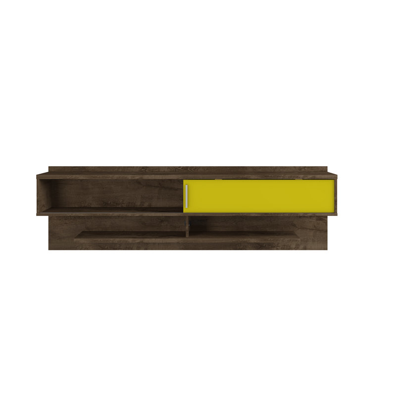 Gordan Floating TV Stand for TVs up to 60", Rustic Brown/Yellow