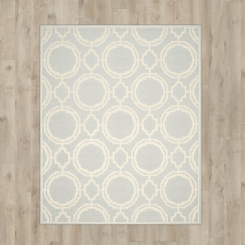 Deedgra Hand Tufted Wool Geometric Rug, Rectangle 4' x 6'