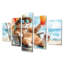 «Cat On The Beach Lounging II - Coastal Animal», ensemble d'art sur toile