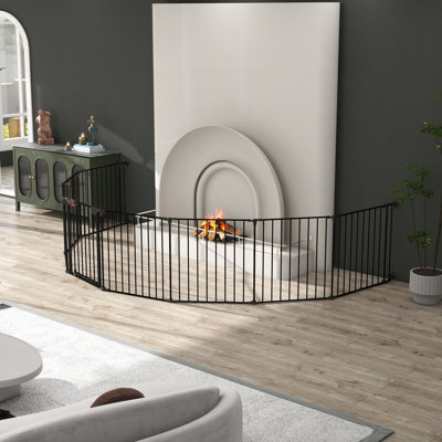 200" Adjustable Safety Gate 8 Panels Play Yard Metal Doorways Fireplace Fence Christmas Tree Fence Gate for House Stairs Gate prohibited area fence