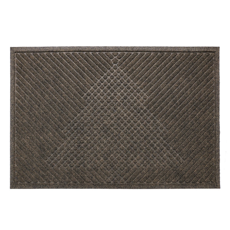 Personalizable Non-Slip Striped Outdoor Doormat, 61cm W x 88.9cm L, Dark Grey