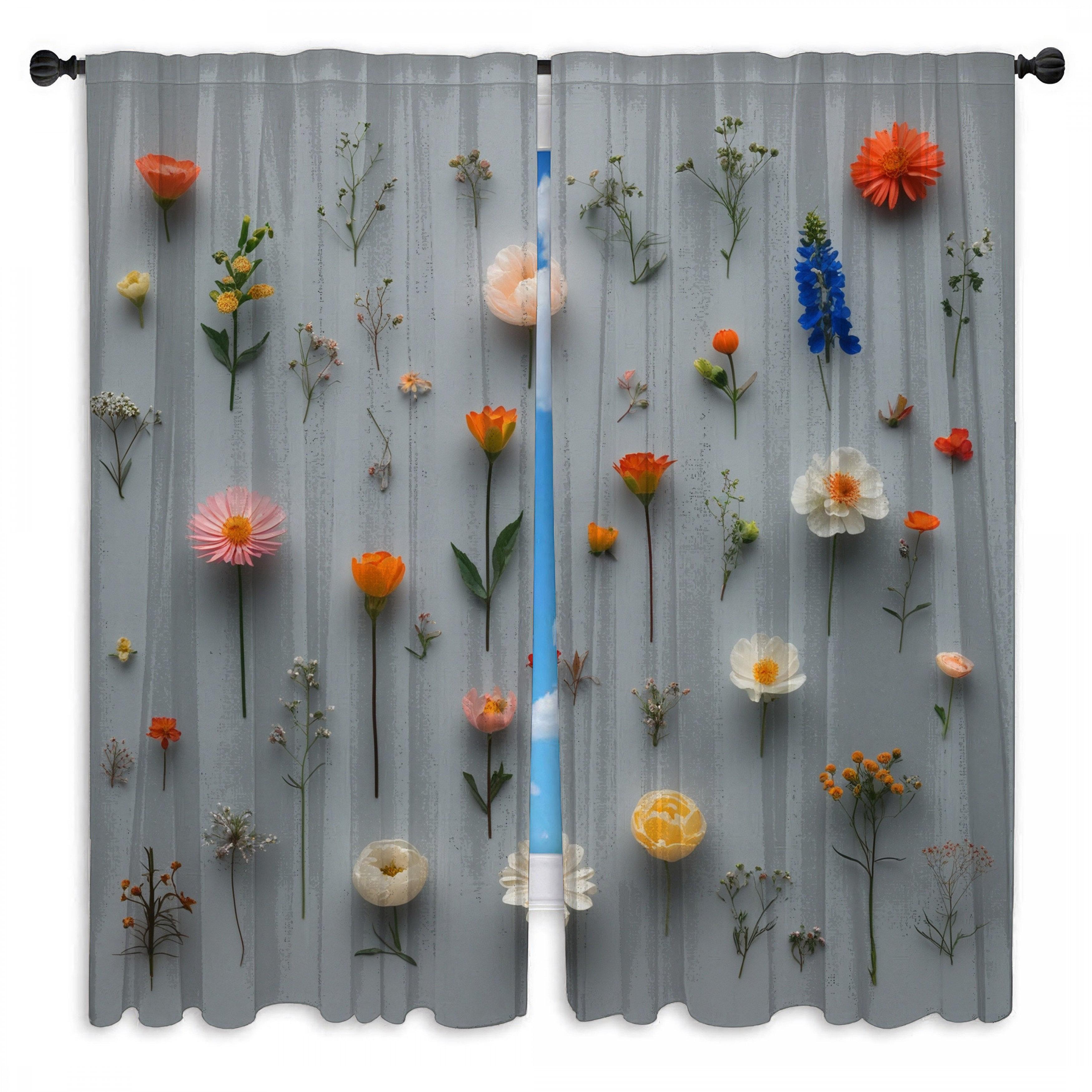 East Urban Home Assorted Wildflowers Arrangement Window Curtains ...