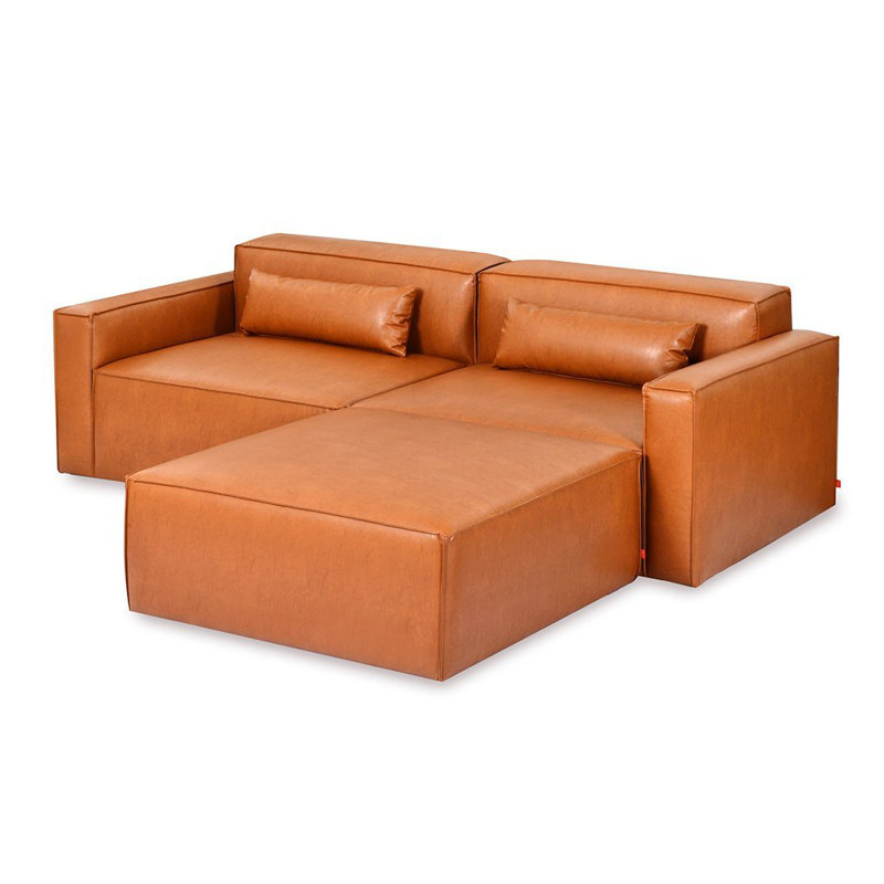 Mix Modular 3-Pc Sectional, Vegan AppleSkin Leather Cognac